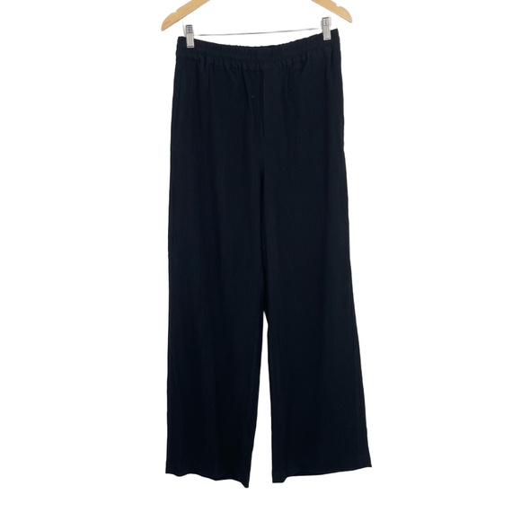 Zara Unisex Black Elastic Wide Leg High Waisted Palazzo Pants Size Small - Picture 1 of 11